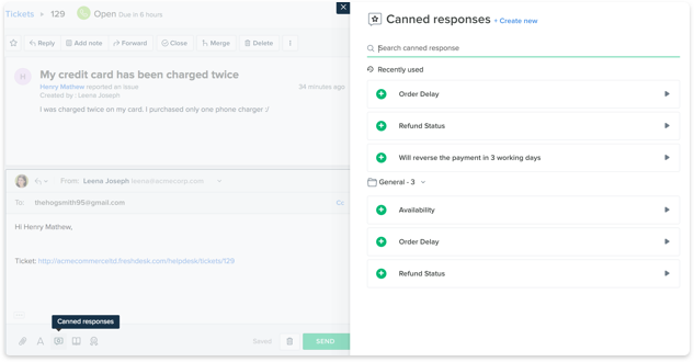 Canned responses for quicker replies