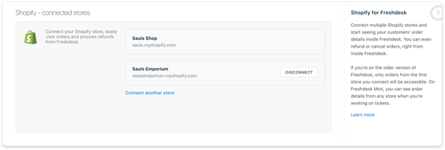 Connect multiple Shopify stores
