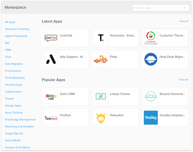 Integrate with apps from Markeplace 