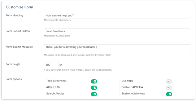 Customize your feedback widget 