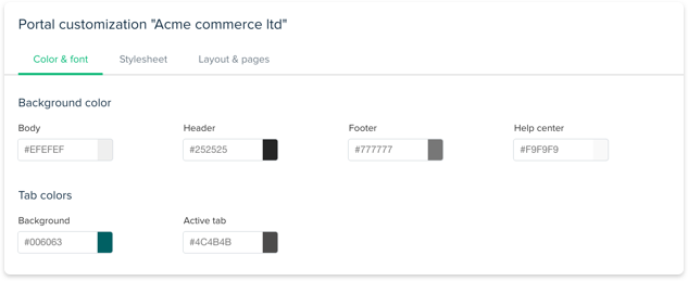 Customize portal with hexadecimal color codes  