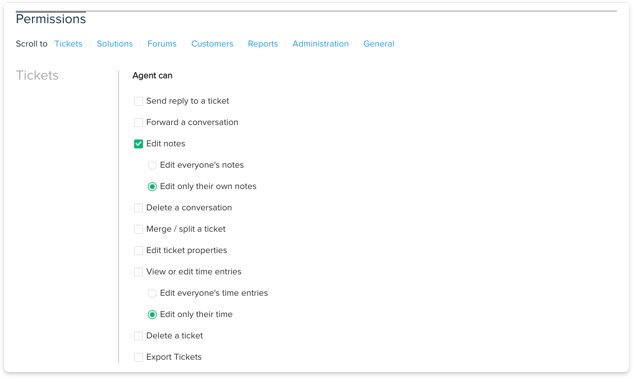  Agent permissions selector 