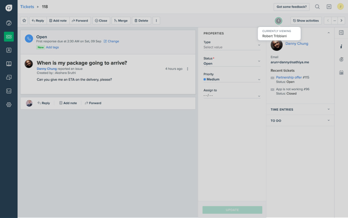 Team Huddle is a feature exclusive to Freshdesk that lets you communicate with others easily so you can support better